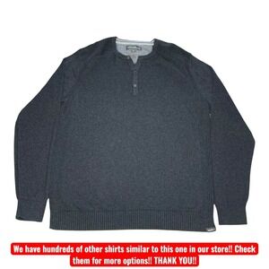 Eddie Bauer Sweater Mens Tall XL Gray Henley Pullover Ribbed Knit Cotton Casual